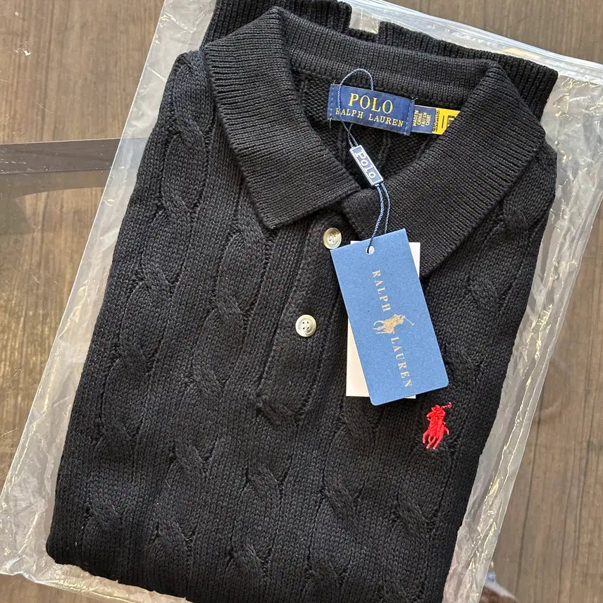 [BUNJANG] Polo Ralph Lauren Cable Knit Polo Shirt / (정품 새상품) 폴로 랄프로렌 케이블 반팔 카라 니트