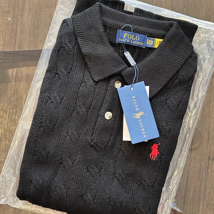 [BUNJANG] Polo Ralph Lauren Cable Knit Polo Shirt / (정품 새상품) 폴로 랄프로렌 케이블 반팔 카라 니트