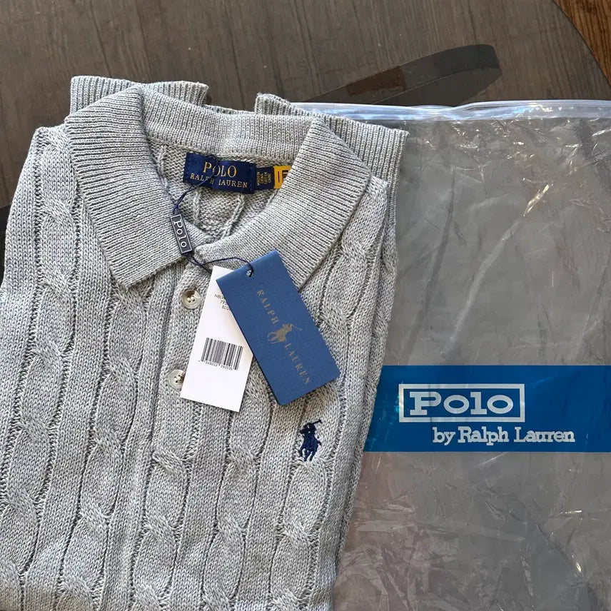[BUNJANG] Polo Ralph Lauren Cable Knit Polo Shirt / (정품 새상품) 폴로 랄프로렌 케이블 반팔 카라 니트