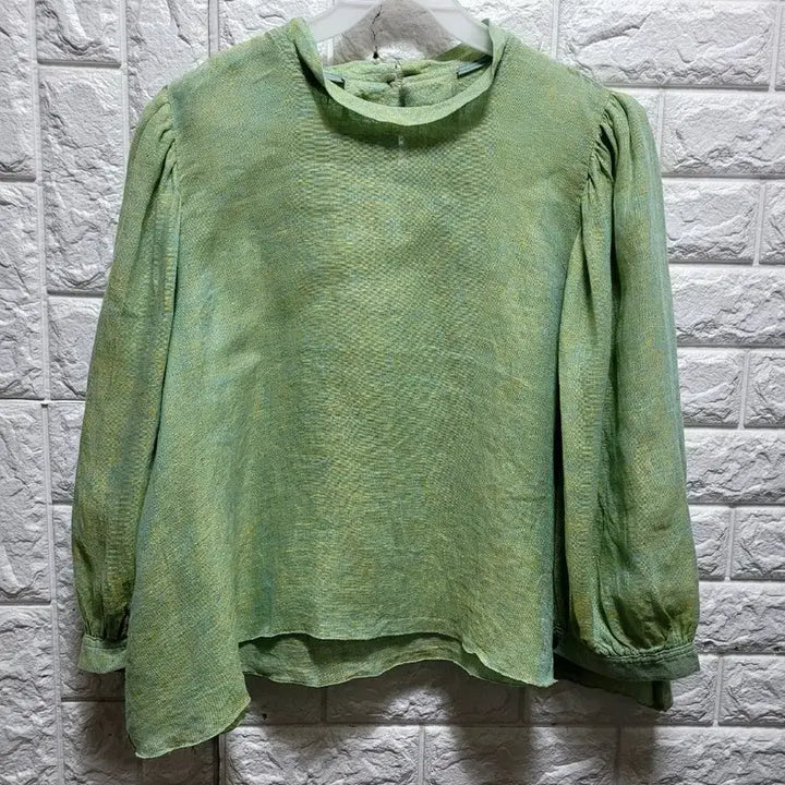 [SOLD OUT] 그린 퍼프 린넨100 블라우스