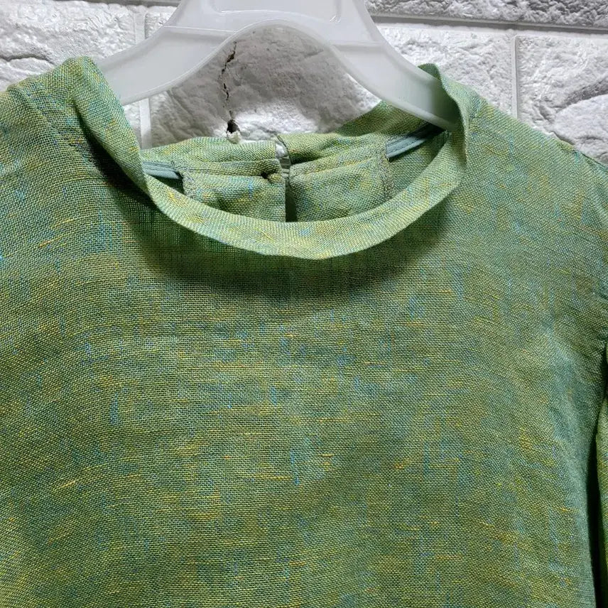 [SOLD OUT] 그린 퍼프 린넨100 블라우스