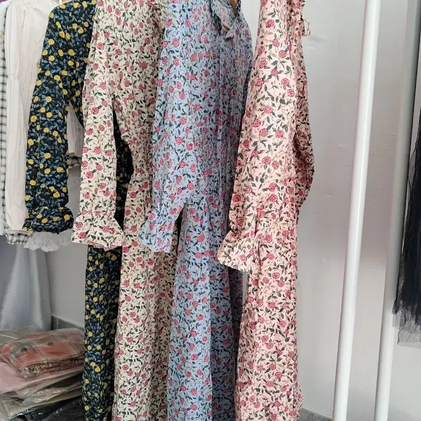 [BUNJANG] Floral Print Chiffon Maxi Dress / 미착용~이쁜 꽃 원피스 롱 원피스 55/66