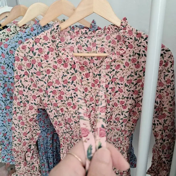 [BUNJANG] Floral Print Chiffon Maxi Dress / 미착용~이쁜 꽃 원피스 롱 원피스 55/66