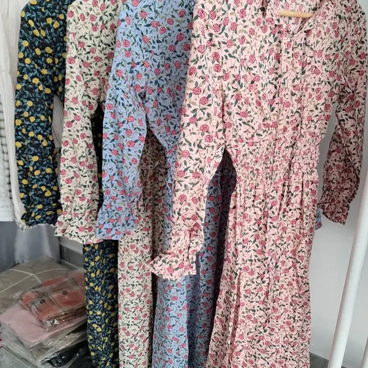 [BUNJANG] Floral Print Chiffon Maxi Dress / 미착용~이쁜 꽃 원피스 롱 원피스 55/66