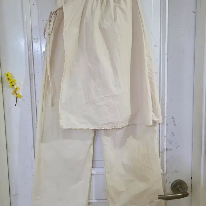 [BUNJANG] Summer Crinkled Cotton Skirted Wide Leg Pants / 여름  요즘유행하는  스커트달린  바스락 면밴딩   통바지 28까지
