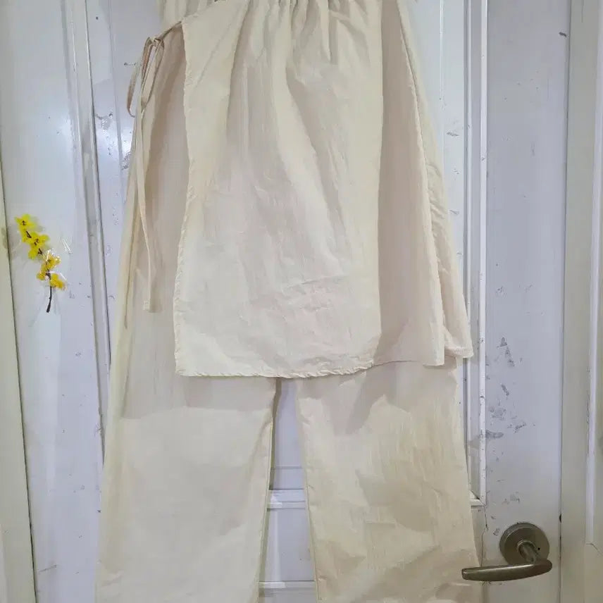 [BUNJANG] Summer Crinkled Cotton Skirted Wide Leg Pants / 여름  요즘유행하는  스커트달린  바스락 면밴딩   통바지 28까지