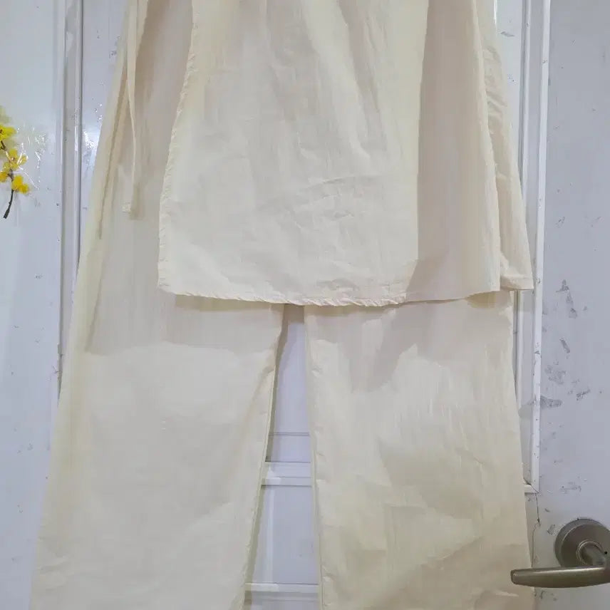 [BUNJANG] Summer Crinkled Cotton Skirted Wide Leg Pants / 여름  요즘유행하는  스커트달린  바스락 면밴딩   통바지 28까지