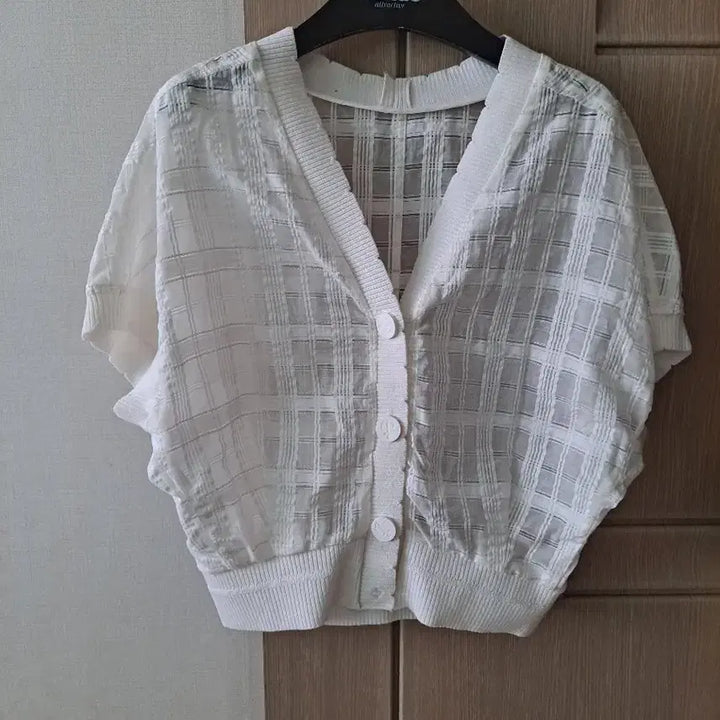 [SOLD OUT] 체크 시스루 반팔 가디건