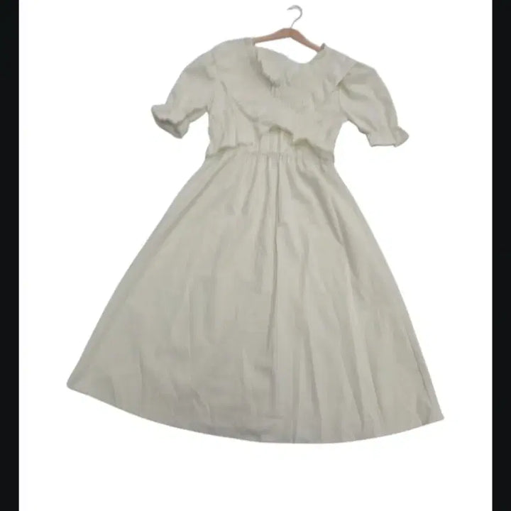 [BUNJANG] Ivory Shirred Collar Long Dress / 아이보리 셔링 카라 롱 원피스