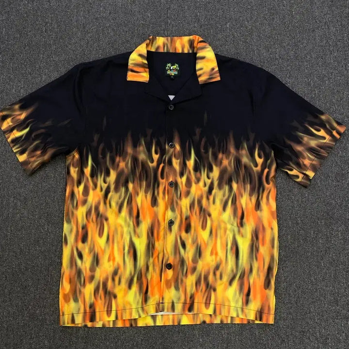 [BUNJANG] Vintage Flame Short Sleeve Shirt / 빈티지 플레임 반팔 셔츠