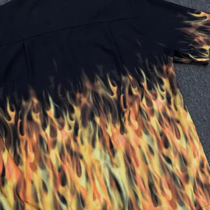 [BUNJANG] Vintage Flame Short Sleeve Shirt / 빈티지 플레임 반팔 셔츠