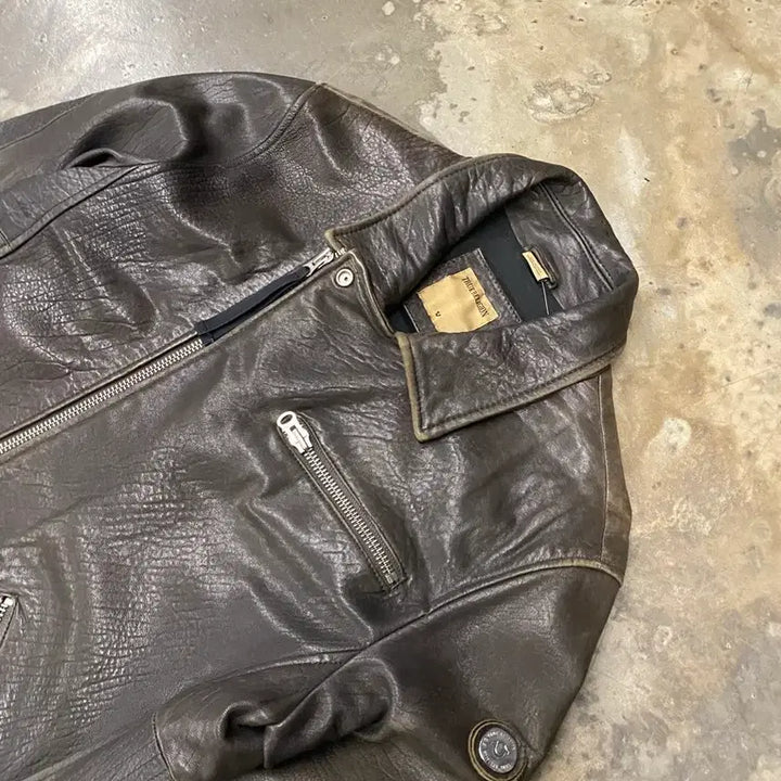 [BUNJANG] True Religion Biker Lambskin Leather Jacket / 트루릴리젼 바이커 양가죽 자켓