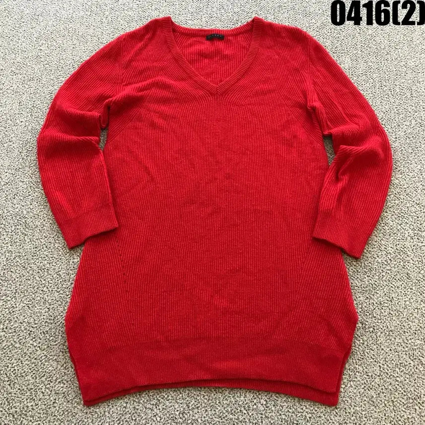[BUNJANG] Sisley Red V-Neck Knit Sweater / 시슬리 빨간색 브이넥 니트 f