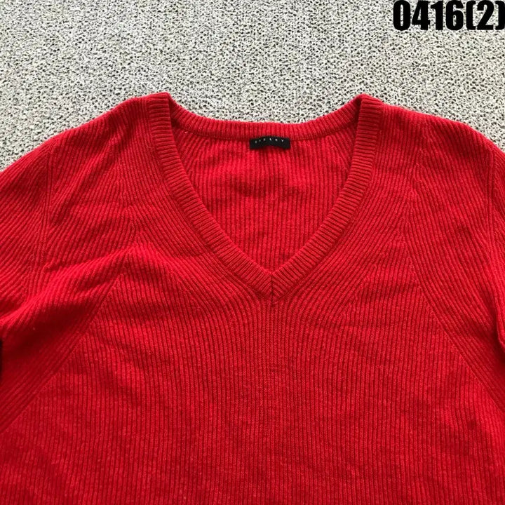 [BUNJANG] Sisley Red V-Neck Knit Sweater / 시슬리 빨간색 브이넥 니트 f