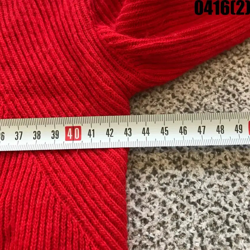 [BUNJANG] Sisley Red V-Neck Knit Sweater / 시슬리 빨간색 브이넥 니트 f