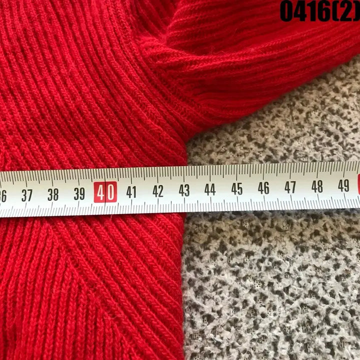 [BUNJANG] Sisley Red V-Neck Knit Sweater / 시슬리 빨간색 브이넥 니트 f