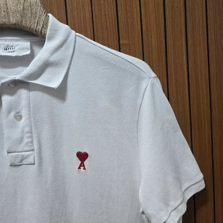 [BUNJANG] AMI Small Heart Logo White Polo Shirt XL / 아미 스몰 하트 로고 화이트 반팔 폴로티 XL