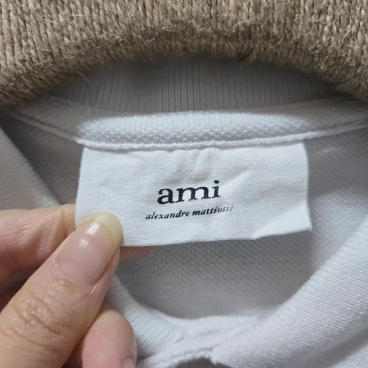 [BUNJANG] AMI Small Heart Logo White Polo Shirt XL / 아미 스몰 하트 로고 화이트 반팔 폴로티 XL