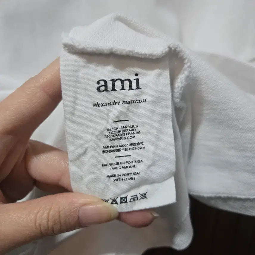 [BUNJANG] AMI Small Heart Logo White Polo Shirt XL / 아미 스몰 하트 로고 화이트 반팔 폴로티 XL