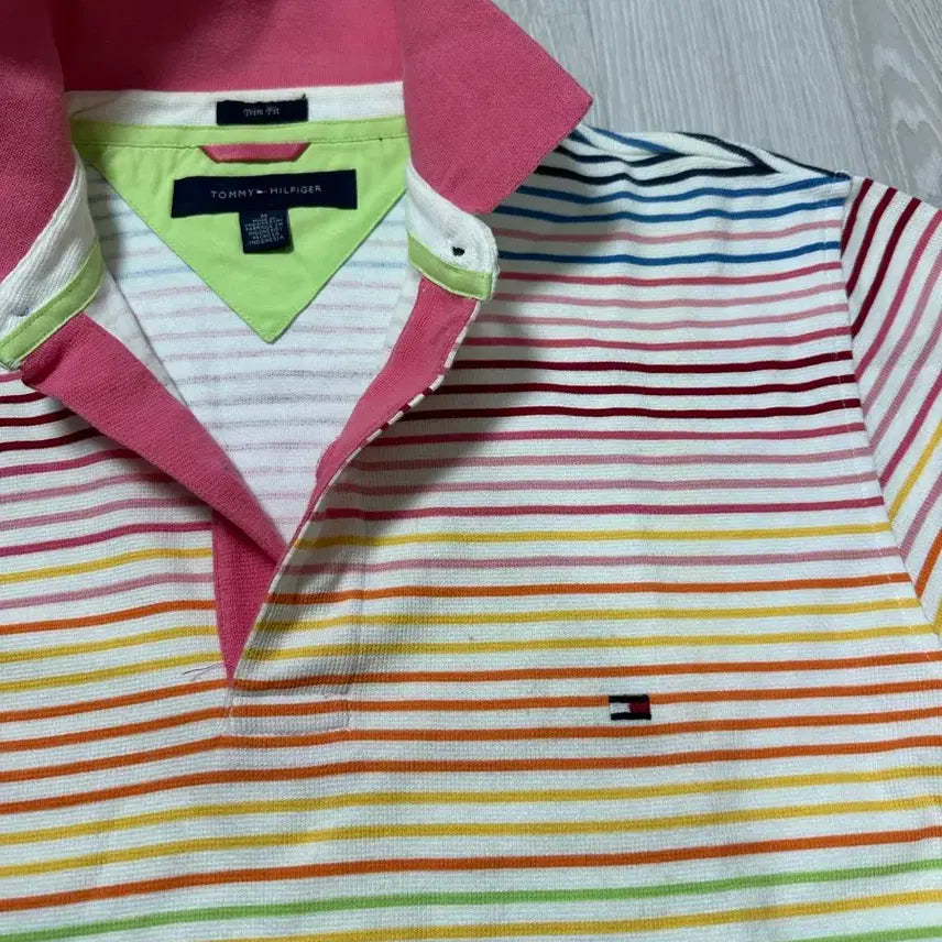 [BUNJANG] Tommy Hilfiger Striped PK T-shirt / 최종 가격) 타미힐피거 스트라이프 반팔 pk 티셔츠