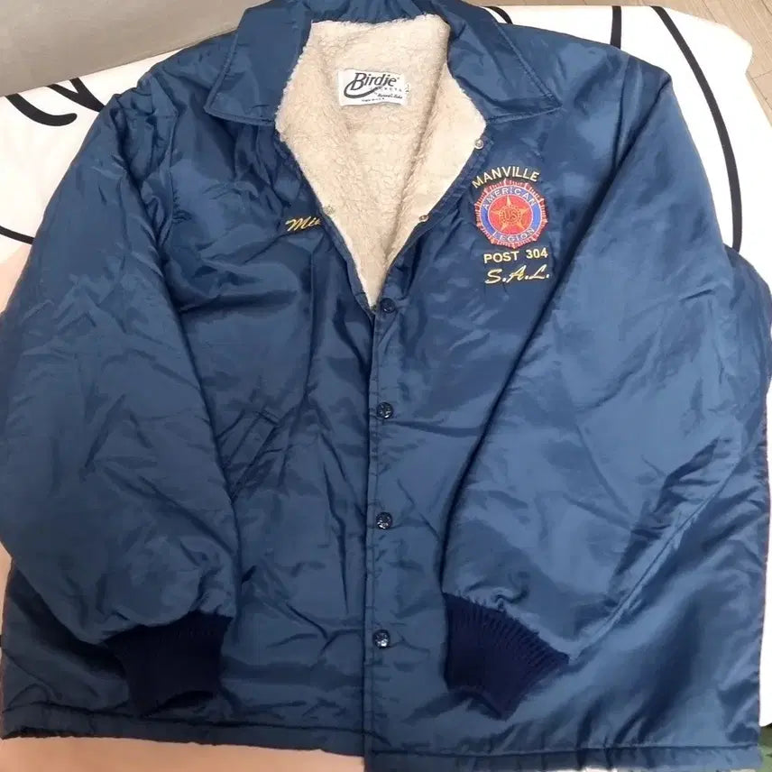 [BUNJANG] Birdie USA Vintage Blue Fleece Lined Coach Jacket / 빈티지 usa 미제 Birdie 버디 블루 양털 코치 자켓(105 이상)