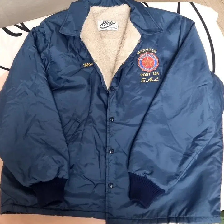 [BUNJANG] Birdie USA Vintage Blue Fleece Lined Coach Jacket / 빈티지 usa 미제 Birdie 버디 블루 양털 코치 자켓(105 이상)