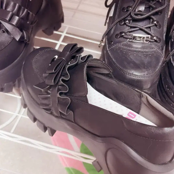 [BUNJANG] DollyDoll Noemi Bubble Sneakers / DollyDoll 지뢰계 리본 통굽 7cm 스니커즈 노에미 버블즈 피움