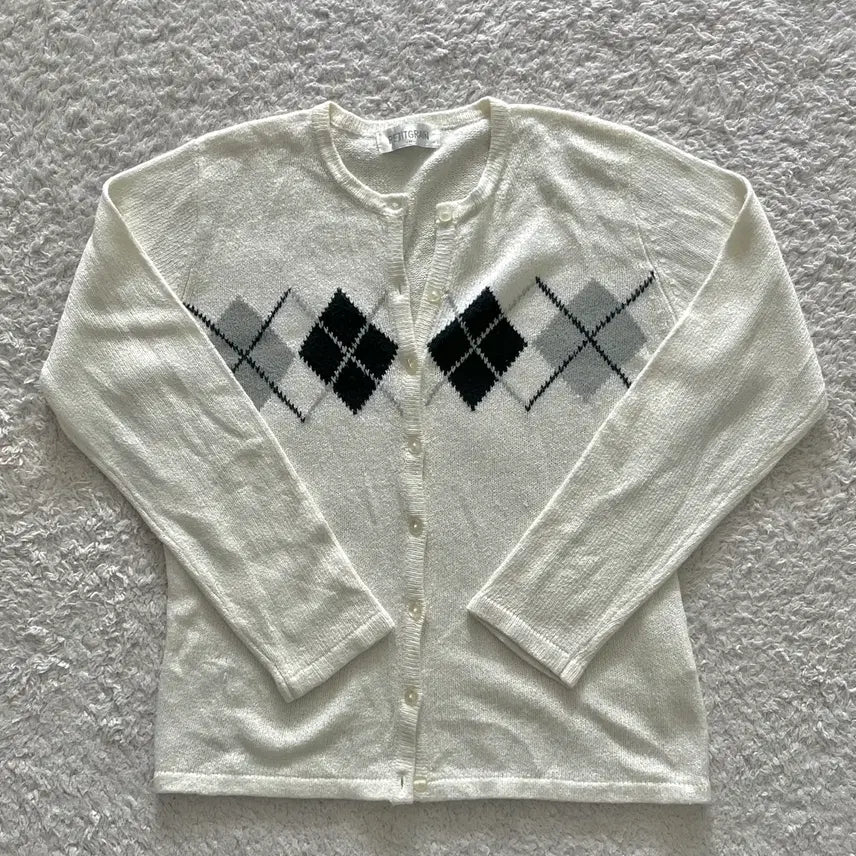 [BUNJANG] Argyle Knit Cardigan / 아가일 니트 가디건