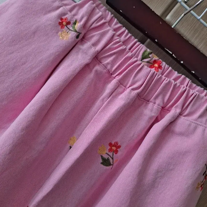 [SOLD OUT] 핑크색 꽃무늬 밴딩 여성 바지