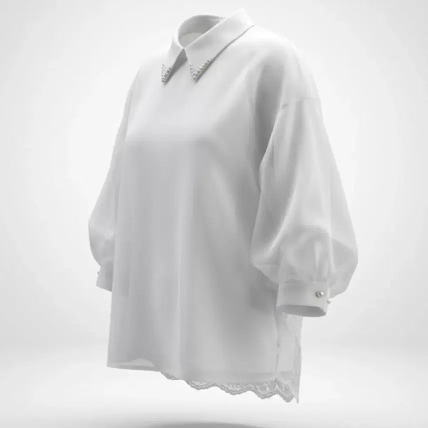 [BUNJANG] Going Pearl Embellished Shirt Blouse / 여성F / 고잉 진주장식 셔츠 블라우스WT 12-134