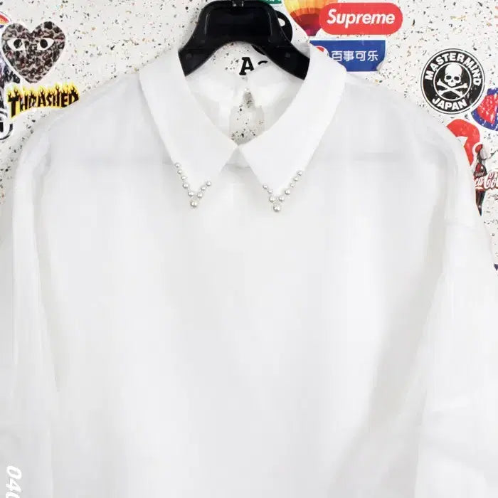 [BUNJANG] Going Pearl Embellished Shirt Blouse / 여성F / 고잉 진주장식 셔츠 블라우스WT 12-134