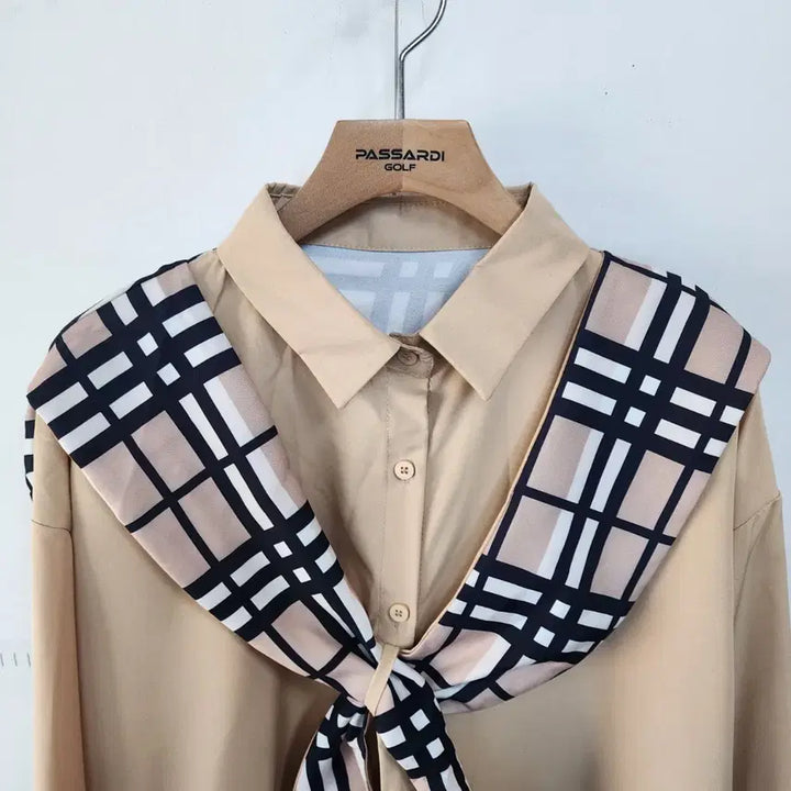 [BUNJANG] Check Scarf Point Shirt / 체크 스카프 포인트 남방