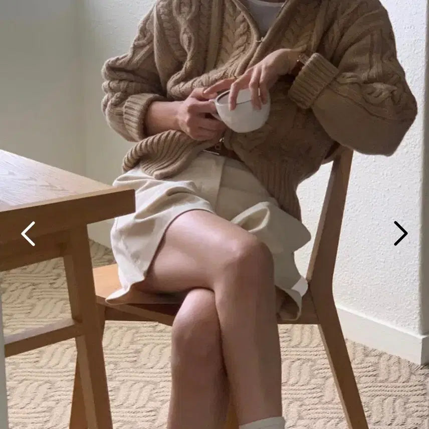 [BUNJANG] Cable Knit Zip-Up Jacket Beige / 케이블 니트 집업자켓 베이지