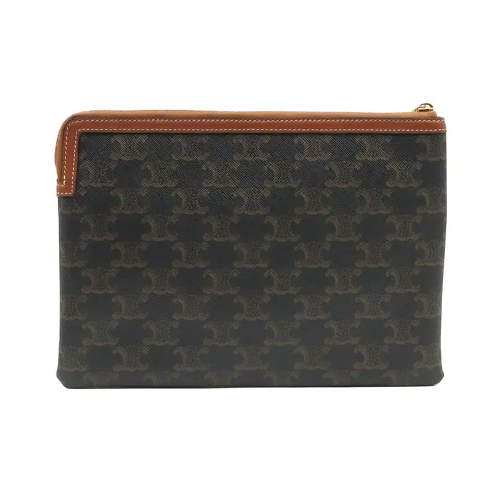 [BUNJANG] Celine Triomphe Canvas Tan Calfskin Small Clutch / 셀린느 트리오페 캔버스 탄 카프스킨 스몰 클러치 10D672BZQ