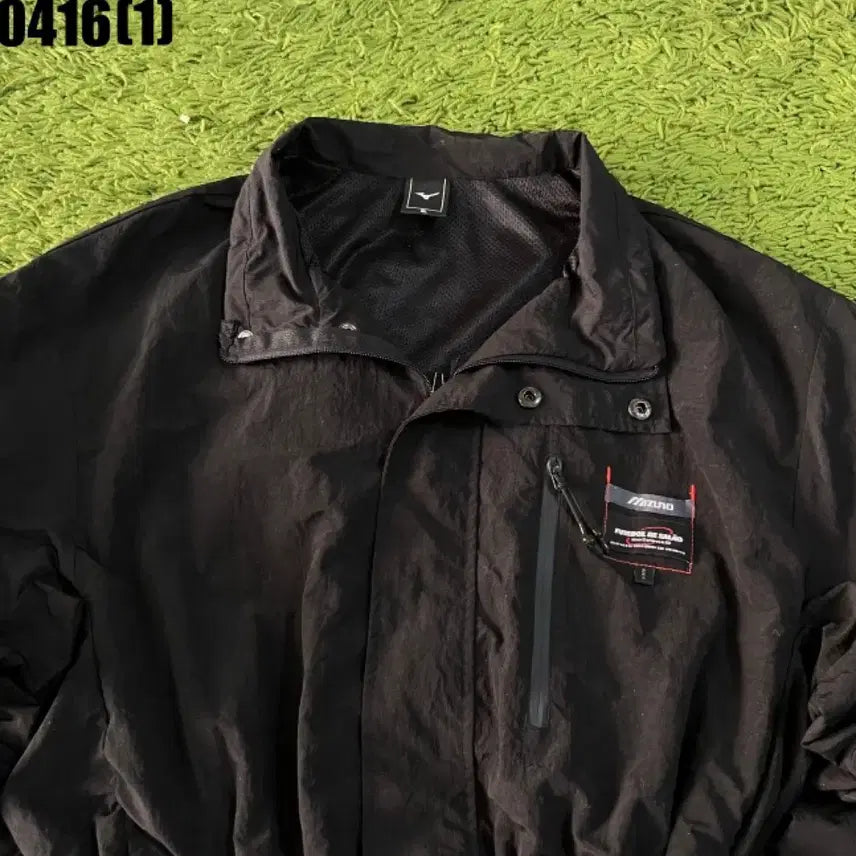 [BUNJANG] Mizuno Black Crop Windbreaker Jacket / 미즈노 블랙 크롭 바람막이 자켓