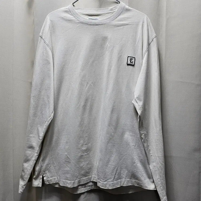 [BUNJANG] WOOYOUNGMI White Logo Long Sleeve T-Shirt - Ivory / 우영미(WOOYOUNGMI) 백로고 롱슬리브 티셔츠 - 화이트/아이보리