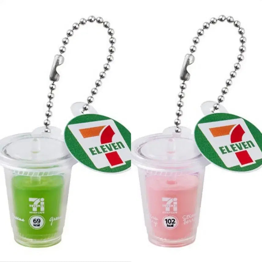 [SOLD OUT] 일본 세븐일레븐 그린스무디/딸기바나나 키링가챠 2종 일괄