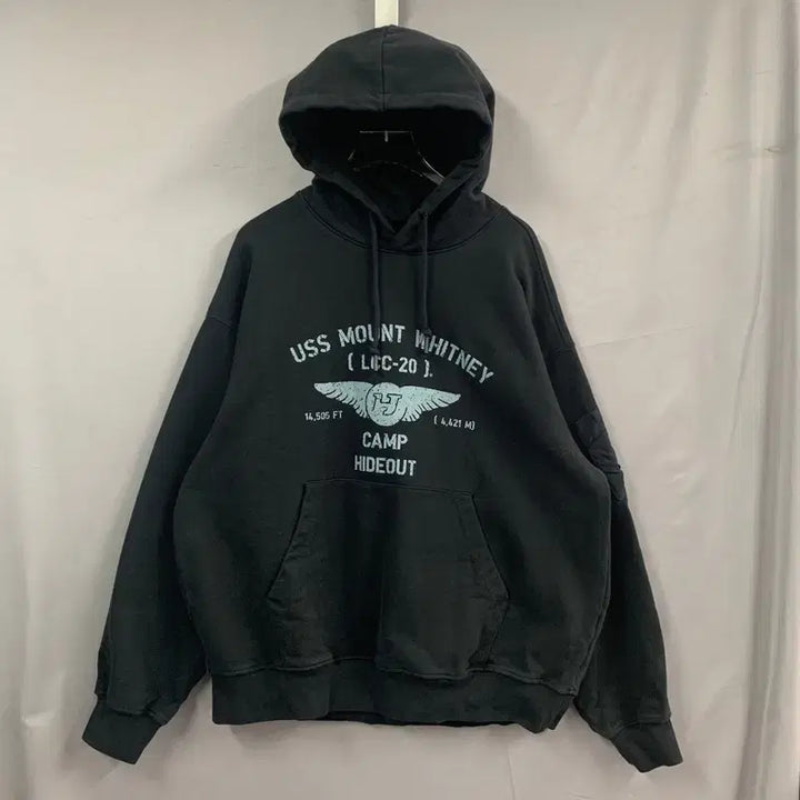 [BUNJANG] 3 Hideout H Wings Heavy Cotton Hoodie / 3 하이드아웃 H WINGS 헤비코튼 후드티