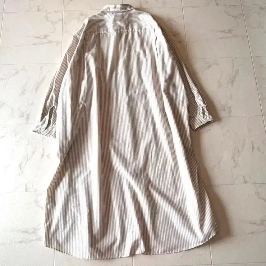 [SOLD OUT] 단톤 스트라이프 셔츠 롱 원피스
