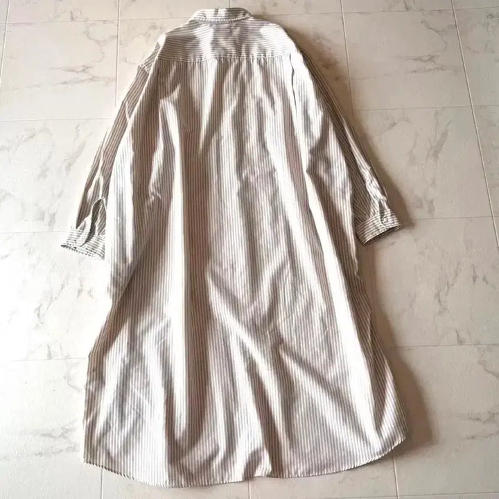 [SOLD OUT] 단톤 스트라이프 셔츠 롱 원피스