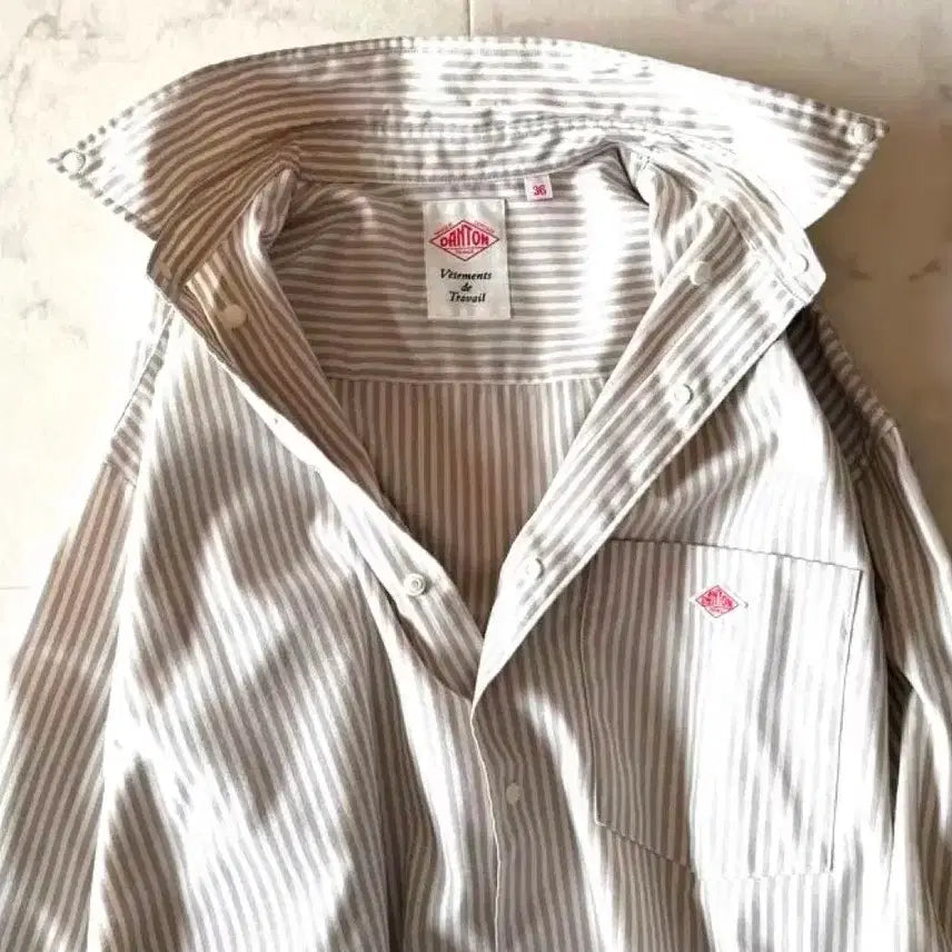 [SOLD OUT] 단톤 스트라이프 셔츠 롱 원피스
