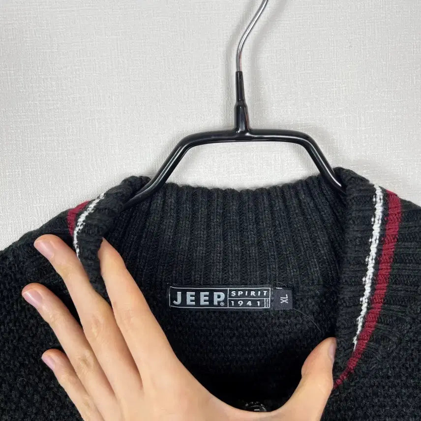 [SOLD OUT] 지프 스피릿 블랙 탄탄한 니트 집업 가디건 남XL 라덴 빈티지