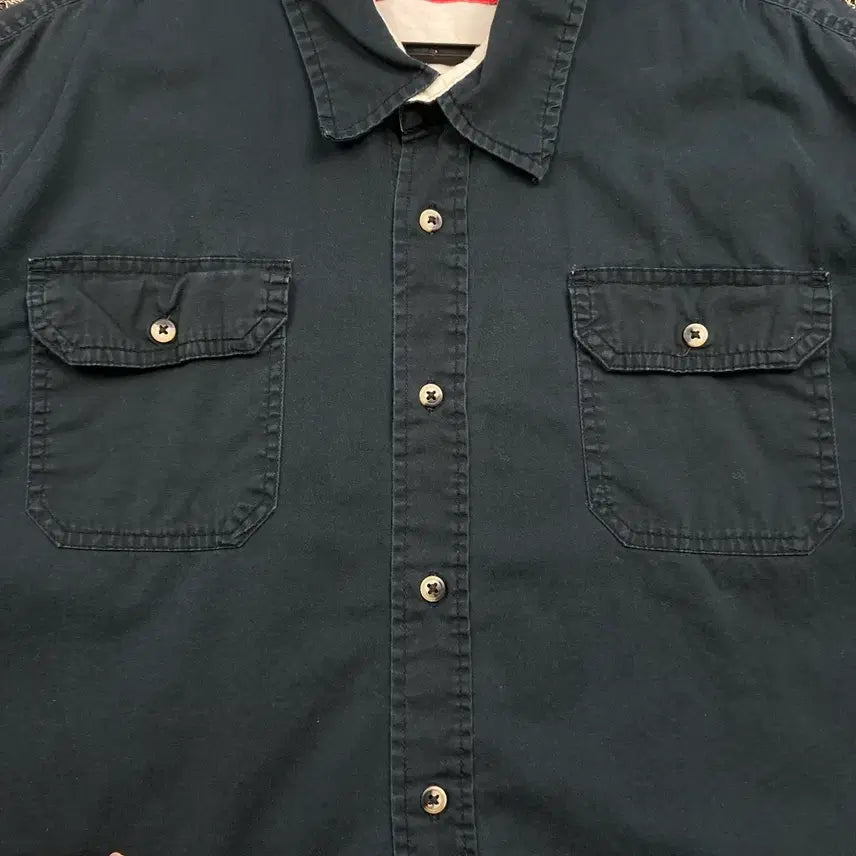 [BUNJANG] Wrangler Black Work Short Sleeve Shirt / 랭글러 블랙 워크 반팔 셔츠