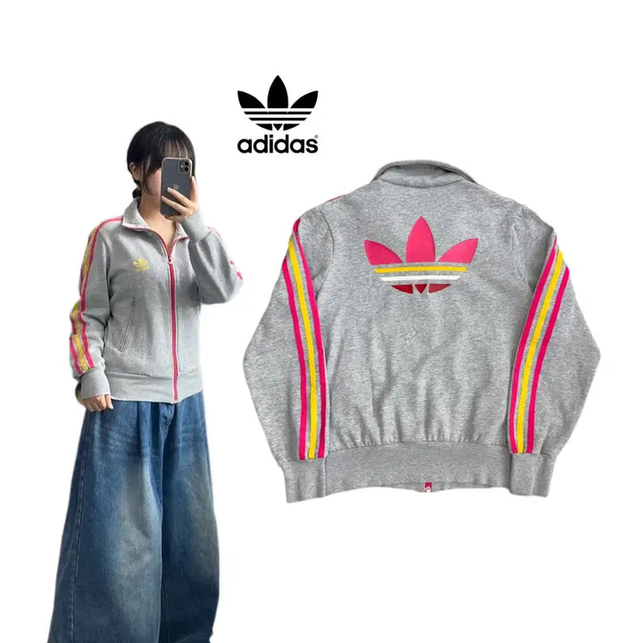 [BUNJANG] Adidas Firebird Big Logo Track Top / 아디다스 빅로고 파이어버드 회핑 트랙탑 코튼 집업 져지