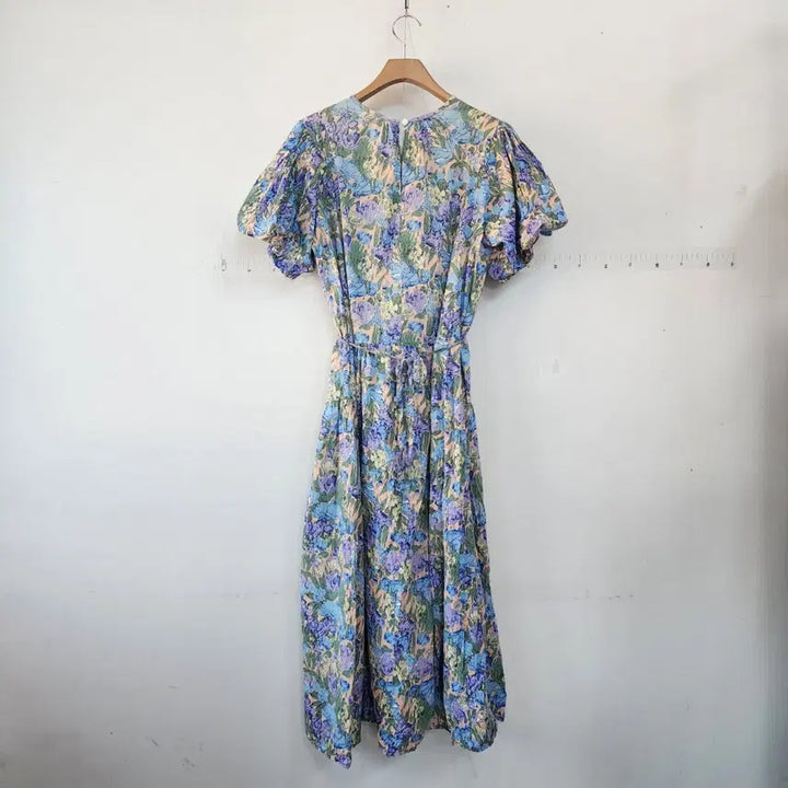 [SOLD OUT] 플라워 패턴 볼륨 롱 원피스