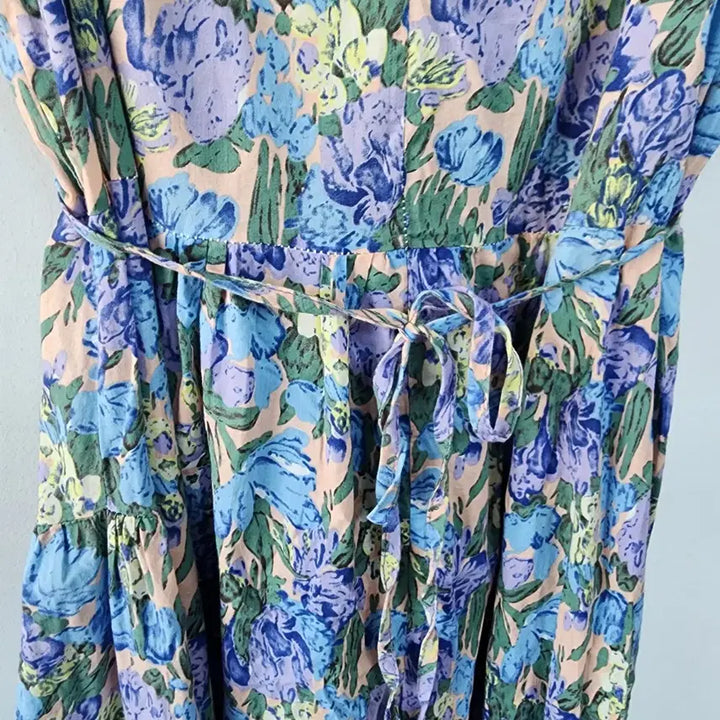 [SOLD OUT] 플라워 패턴 볼륨 롱 원피스