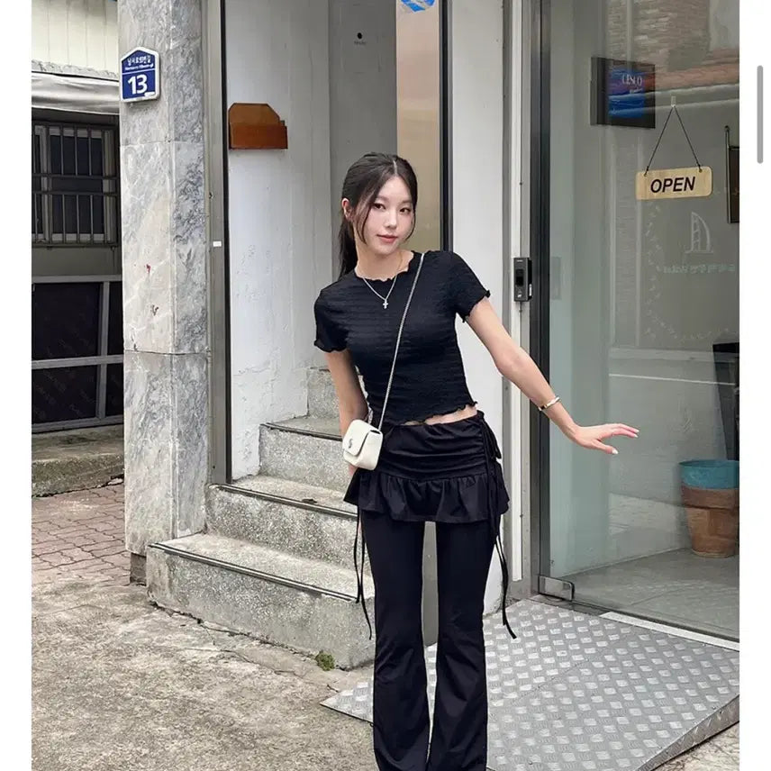 [BUNJANG] Black Frill Skirt Leggings / 치마 레깅스 블랙 프릴 스커트 바지