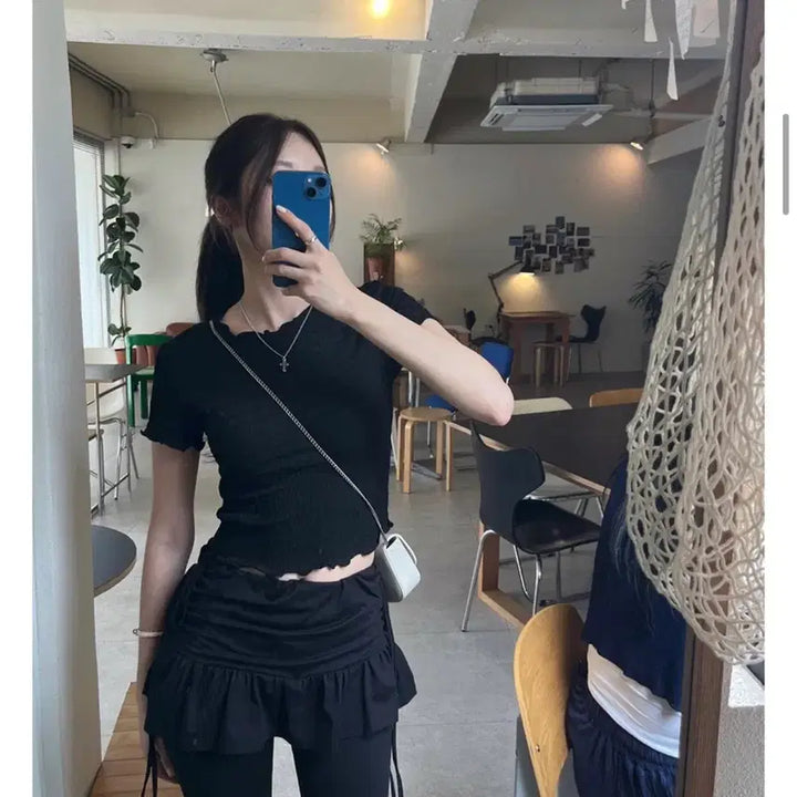 [BUNJANG] Black Frill Skirt Leggings / 치마 레깅스 블랙 프릴 스커트 바지