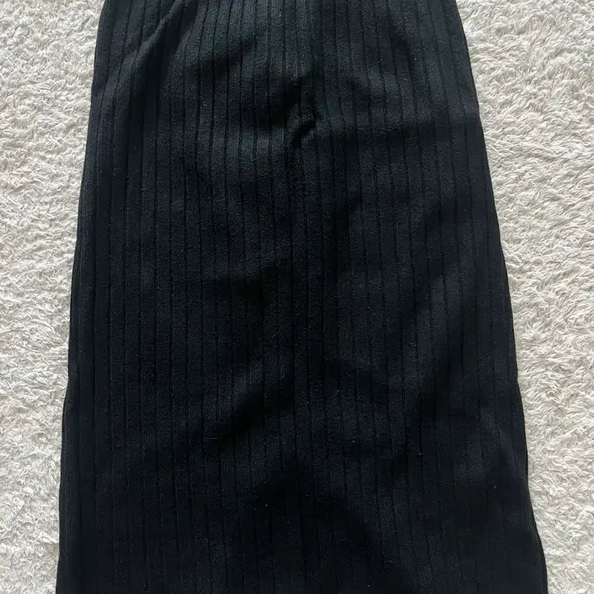 [BUNJANG] Black Ribbed Knit Long Skirt / 블랙 골지 니트 스커트