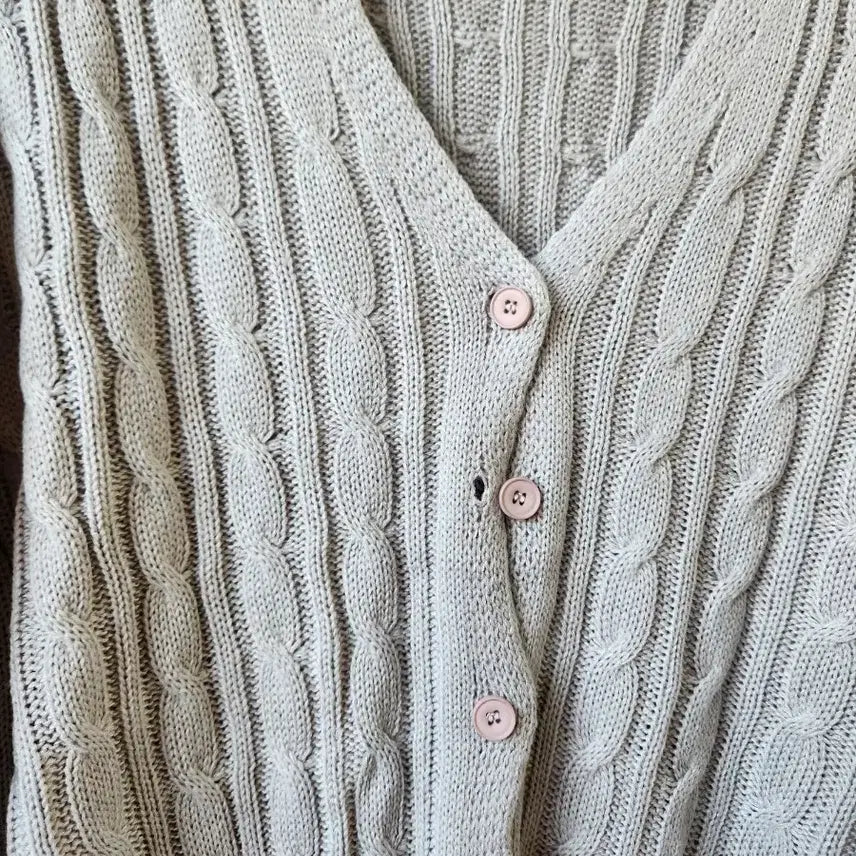 [BUNJANG] Gray Cable Knit Cardigan / 회색 꽈배기 니트 가디건